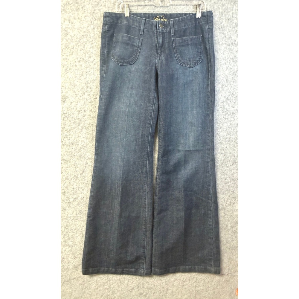 Old Navy The Diva Wide Leg Y2K Jeans Womens Dark Wash Denim Patch Pocket Trouser